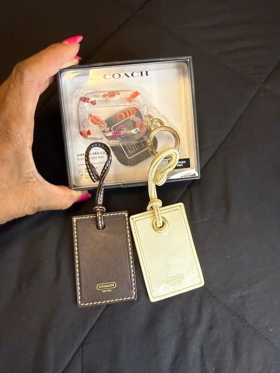Coach AirPods Pro Case + Leather Luggage Tag Bundle - Picture 2 of 13